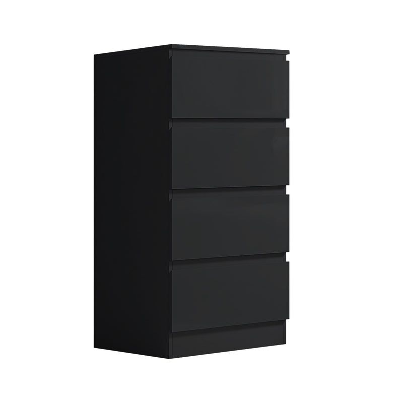 FWStyle Stora 4 Drawer Chest of Drawers - Black Gloss Front