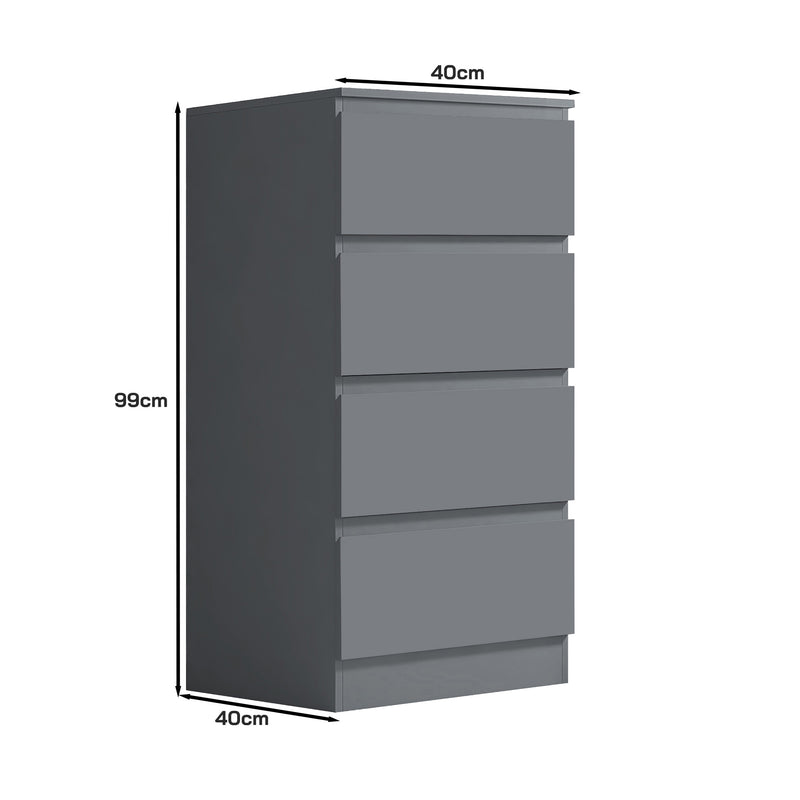 FWStyle Stora 4 Drawer Chest of Drawers - Matt Dark Grey