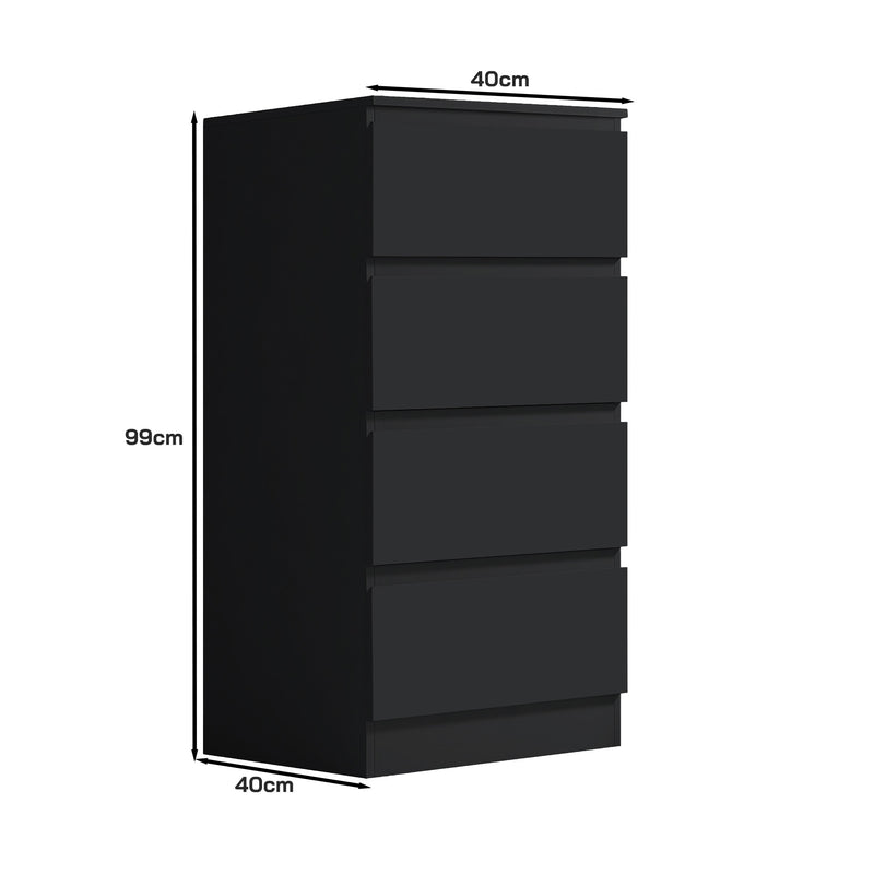 FWStyle Stora 4 Drawer Chest of Drawers - Matt Black
