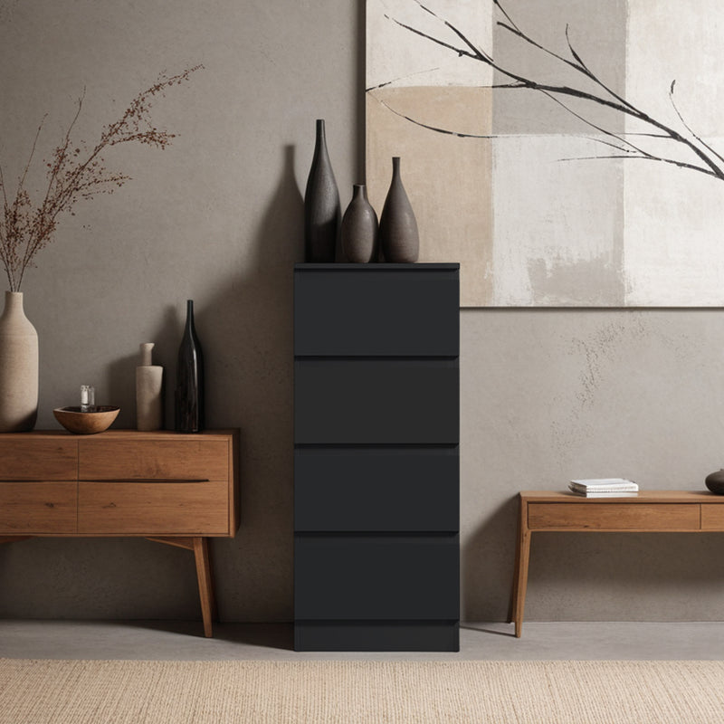 FWStyle Stora 4 Drawer Chest of Drawers - Matt Black