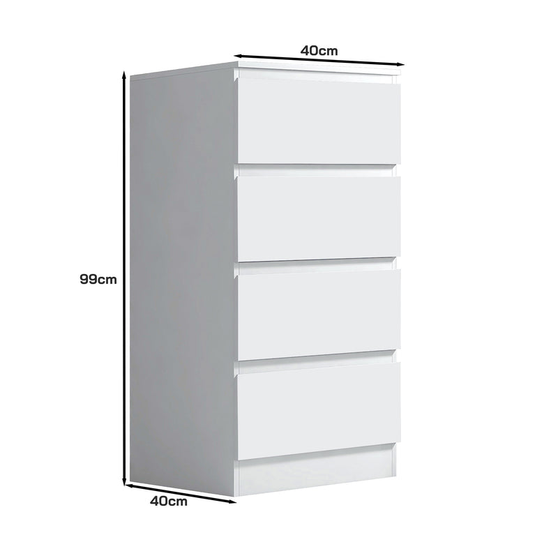 FWStyle Stora 4 Drawer Chest of Drawers - Matt White