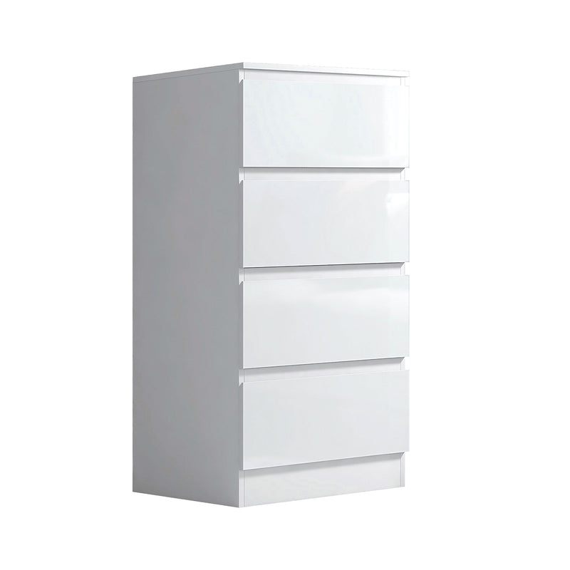 FWStyle Stora 4 Drawer Chest of Drawers - White Gloss Front