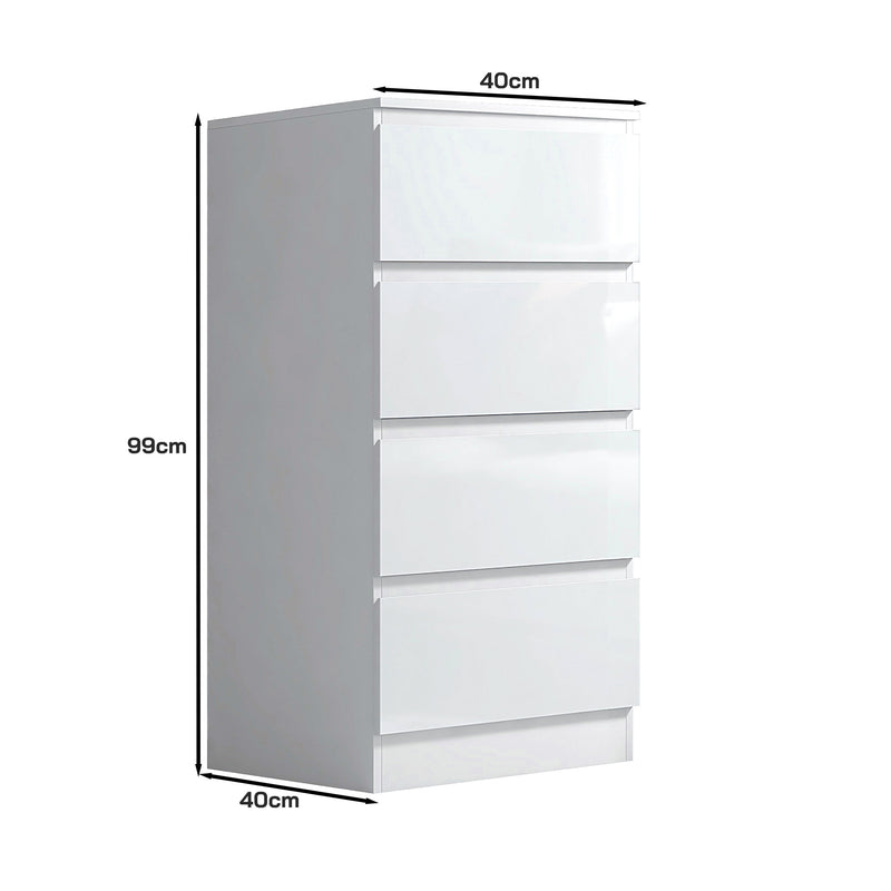 FWStyle Stora 4 Drawer Chest of Drawers - White Gloss Front