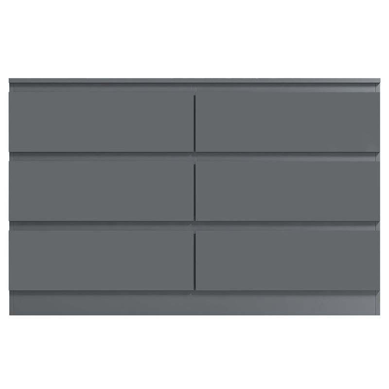 FWStyle Stora 6 Drawer Wide 3+3 Chest Of Drawers - Matt Dark Grey