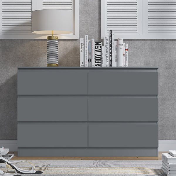 Stora 6 Drawer Wide 3+3 Chest Of Drawers - Matt Dark Grey