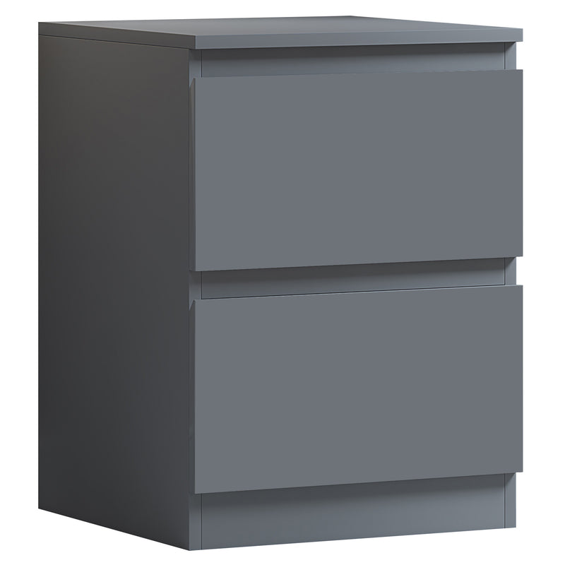 FWStyle Stora 2 Drawer Bedside Cabinet - Matt Dark Grey