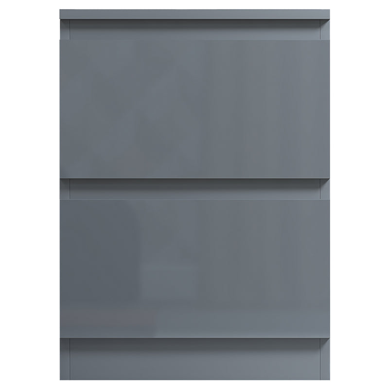 FWStyle Stora 2 Drawer Bedside Cabinet - Grey Gloss Front