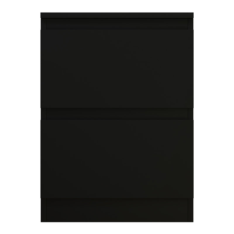 FWStyle Stora 2 Drawer Bedside Cabinet - Matt Black