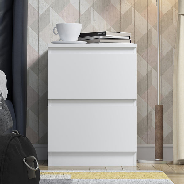 Stora 2 Drawer Bedside Cabinet - Matt White