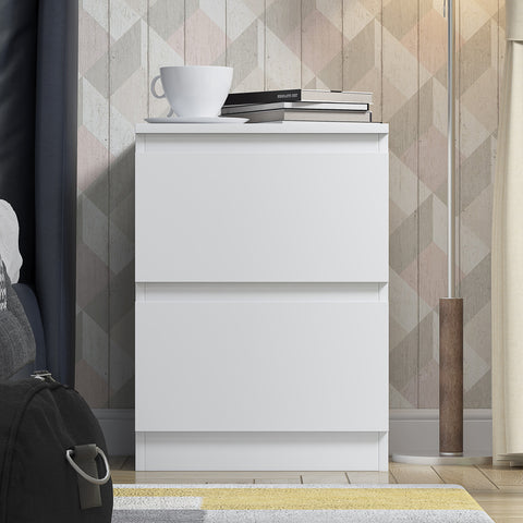 FWStyle Stora 2 Drawer Bedside Cabinet - Matt White