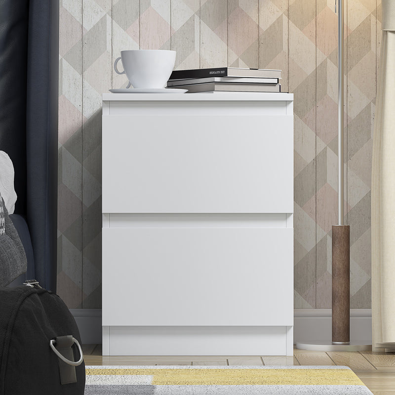 FWStyle Stora 2 Drawer Bedside Cabinet - Matt White