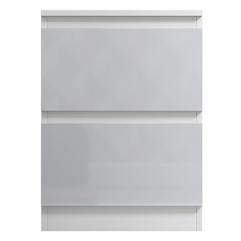 FWStyle Stora 2 Drawer Bedside Cabinet - White Gloss Front