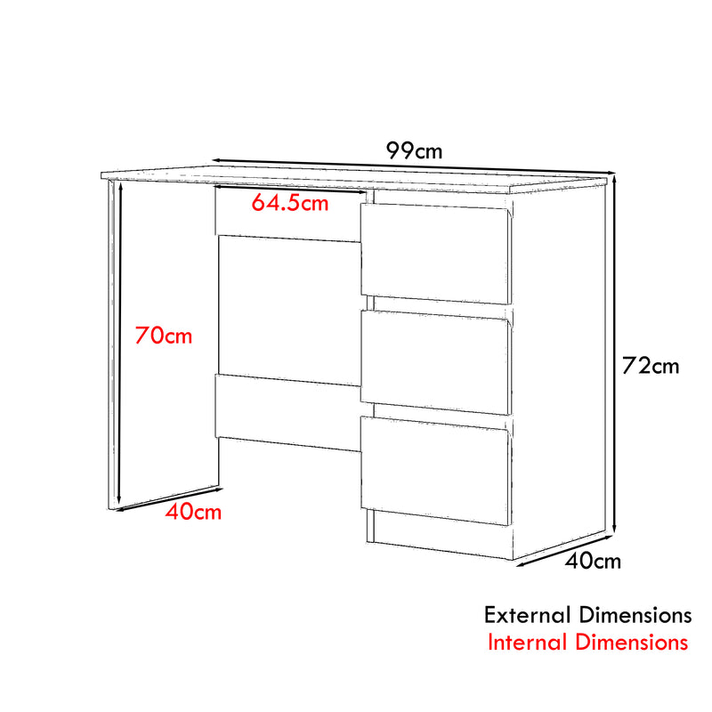 FWStyle Stora 3 Drawer Dressing Table - Matt White