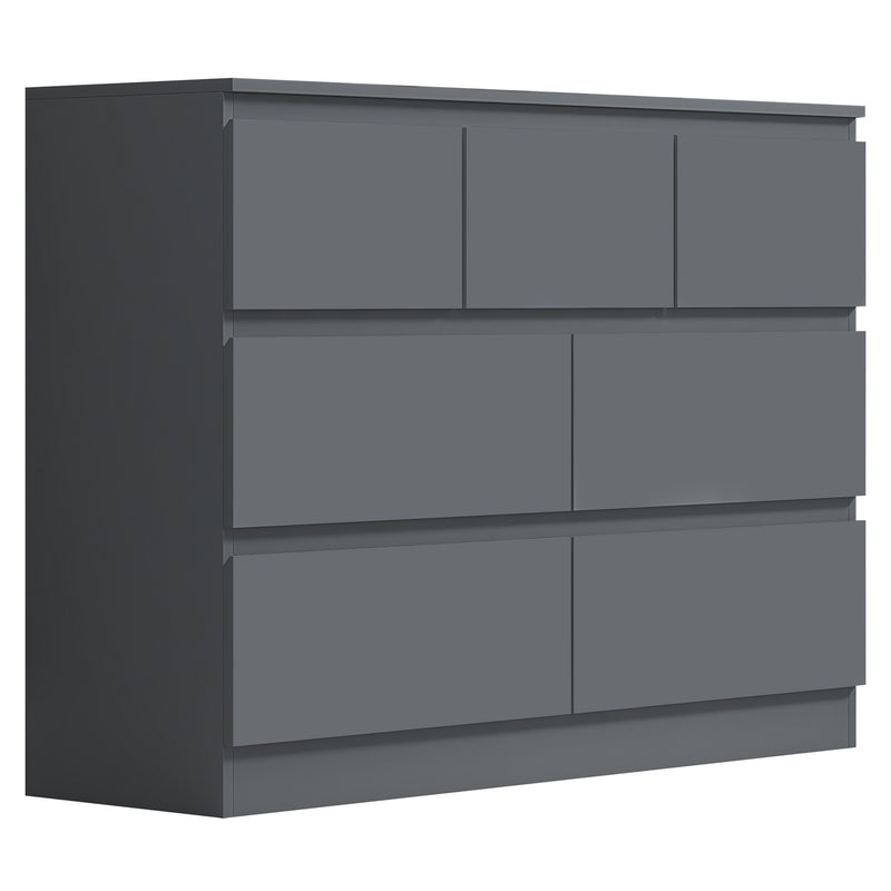 FWStyle Stora 7 Drawer Merchant Chest Of Drawers - Matt Dark Grey