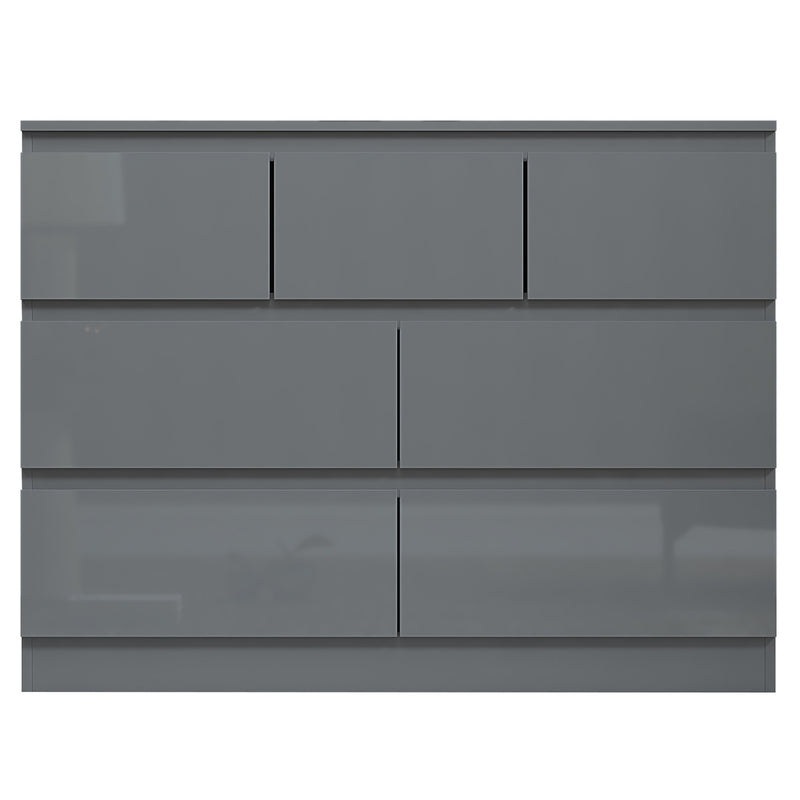 FWStyle Stora 7 Drawer Merchant Chest Of Drawers - Grey Gloss Front