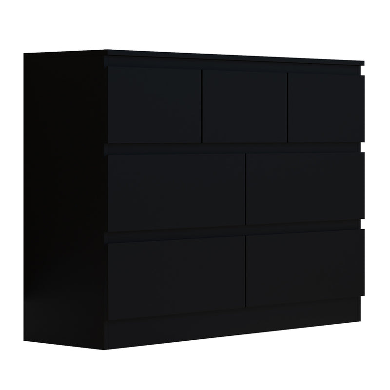 FWStyle Stora 7 Drawer Merchant Chest Of Drawers - Matt Black