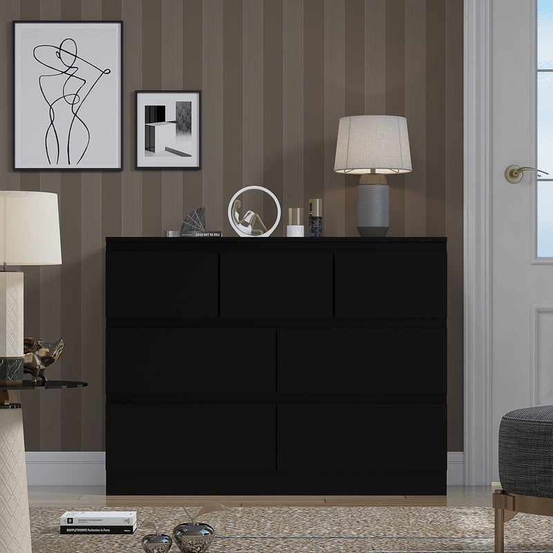 FWStyle Stora 7 Drawer Merchant Chest Of Drawers - Matt Black