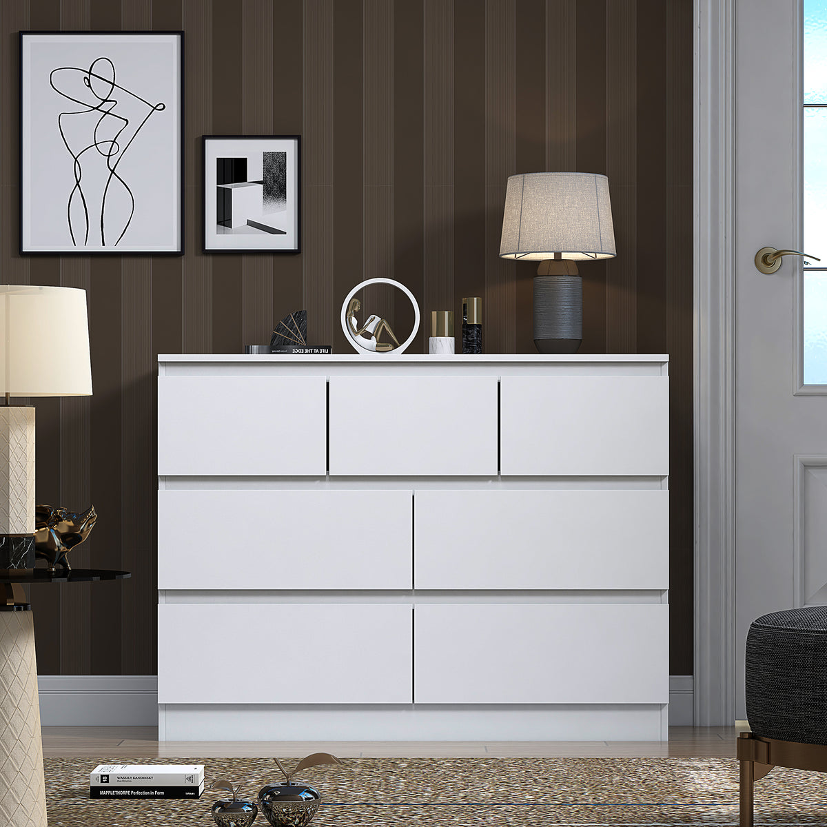 Stora 7 Drawer Merchant Chest Of Drawers - Matt White