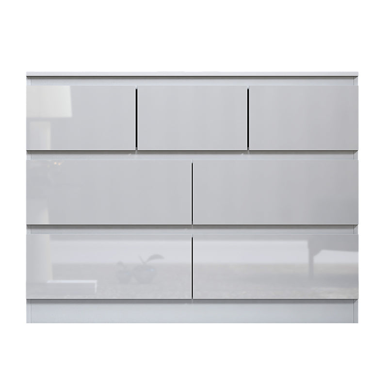 FWStyle Stora 7 Drawer Merchant Chest Of Drawers - White Gloss Front