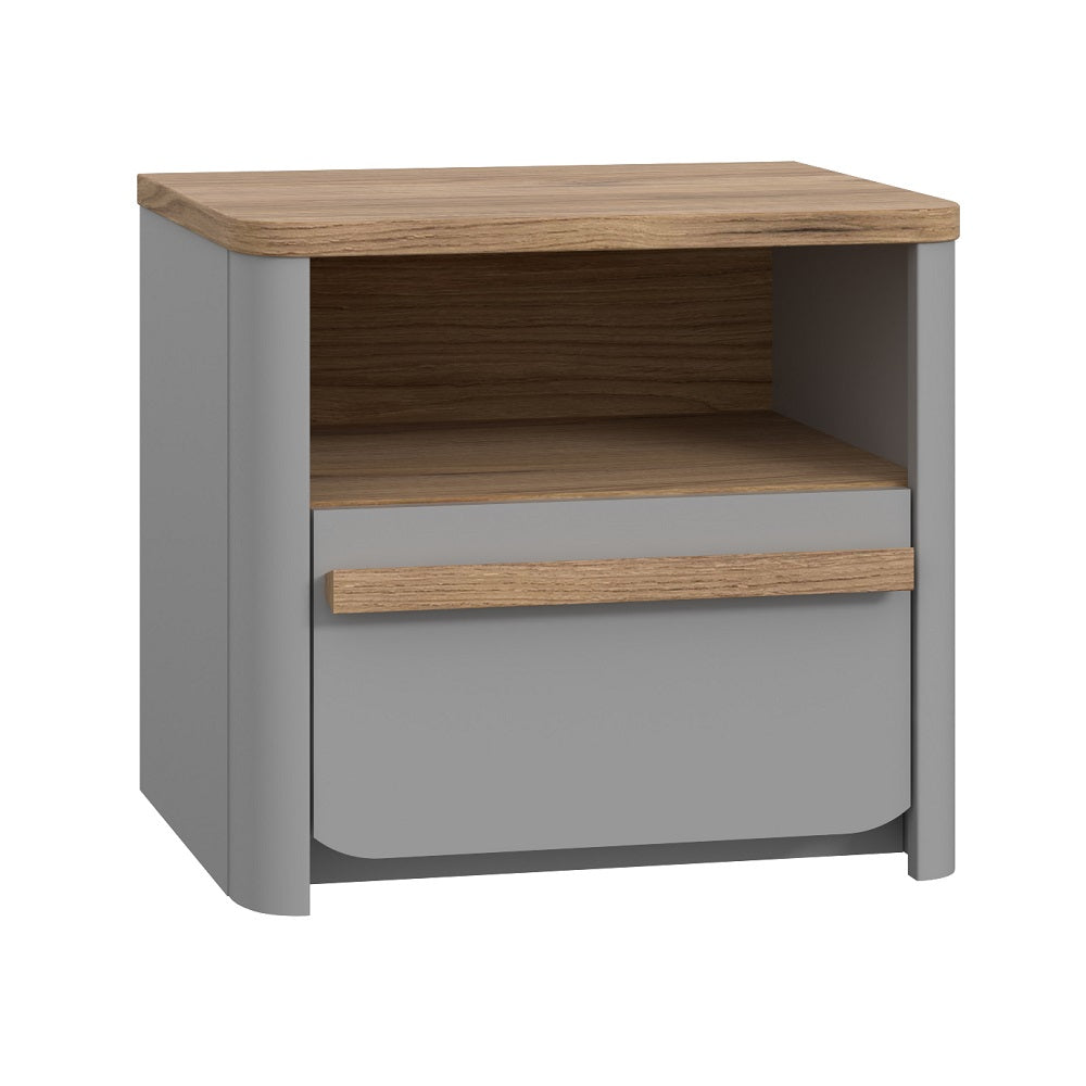 Surfinio Grey 1 Drawer 1 Open Shelf Bedside Cabinet