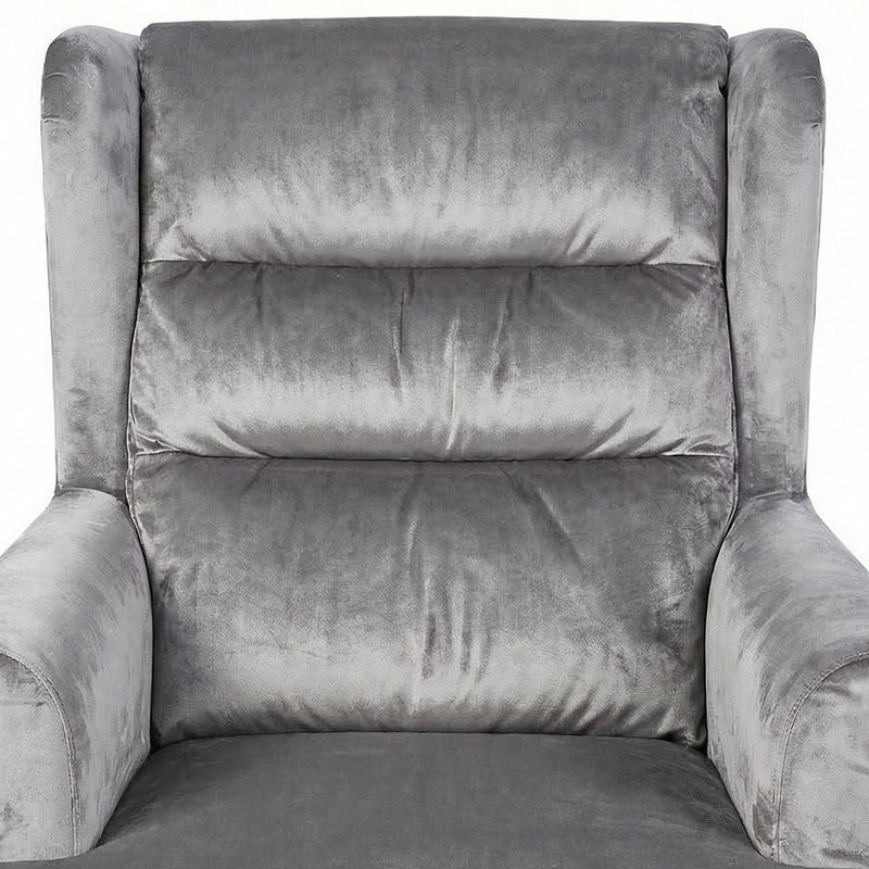 Loretta Armchair Grey Velvet Cushioned Ribbed Back