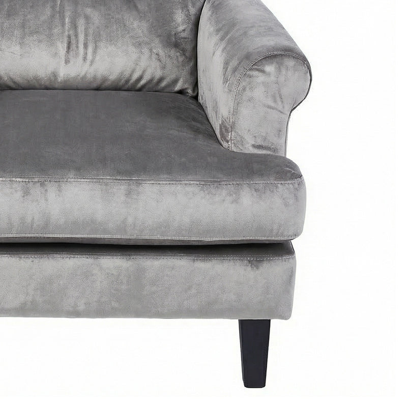 Loretta Armchair Grey Velvet Cushioned Ribbed Back