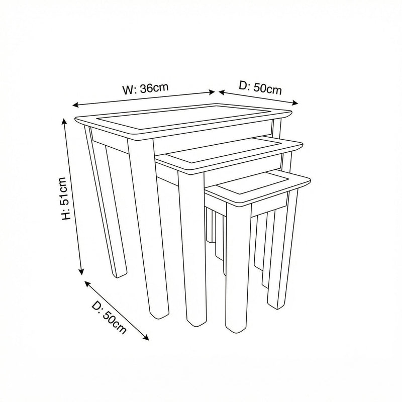Taberno Oak Assembled Nest Of 3 Tables