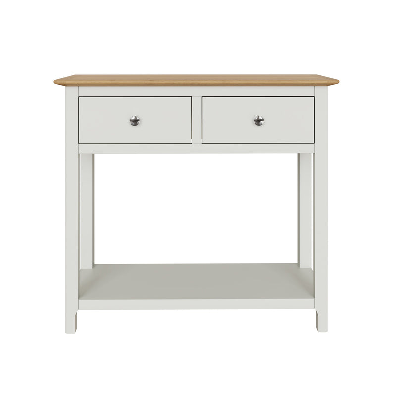 Taberno Oak 2 Drawer Console Hallway Table Linen White