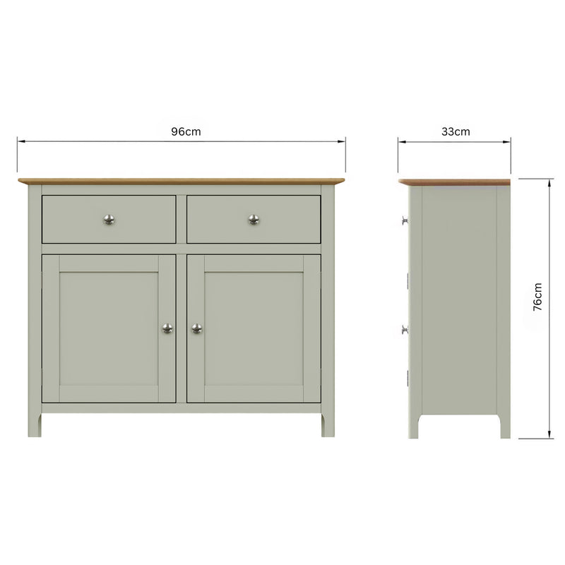 Taberno Oak 2 Door 2 Drawer Sideboard Sage Green