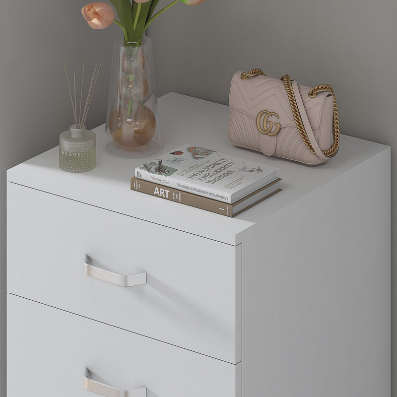 FWStyle Tunis 5 Drawer Tallboy Slim Chest Of Drawers - Matt White