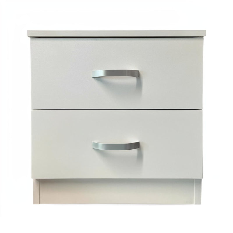FWStyle Tunis 2 Drawer Bedside Table Matt White