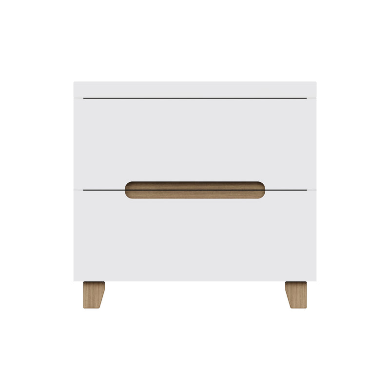 FWStyle Veloce 2 Drawer Bedside Cabinet - White Gloss, Quick Click Assembly