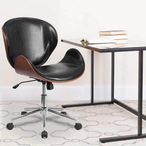 Black and Walnut Designer Office Chair