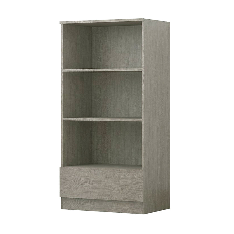 FWStyle Stora 3 Shelf Bookcase 120cm With Bottom Drawer - Rustic Oak