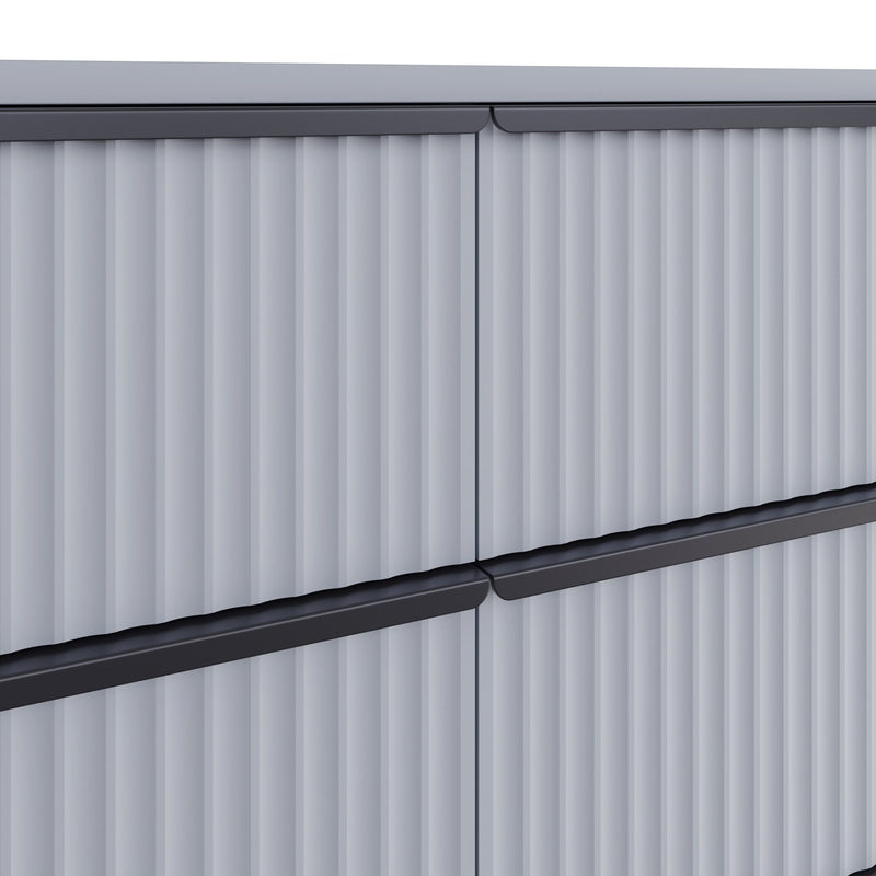 FWStyle Lania Ripple Ridged 8 Drawer Chest Of Drawers Matt Grey